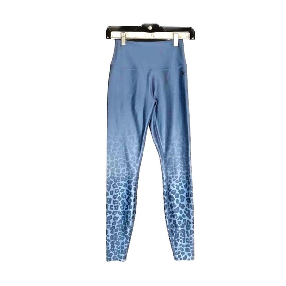 Good American High Waisted Ombré Leopard Print Leggings Satin Blue - Picture 3 of 12